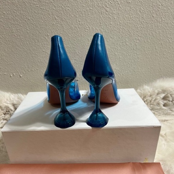 New Amina Muaddi Begum Glass Blue 95mm Pvc Pumps - Picture 6 of 10